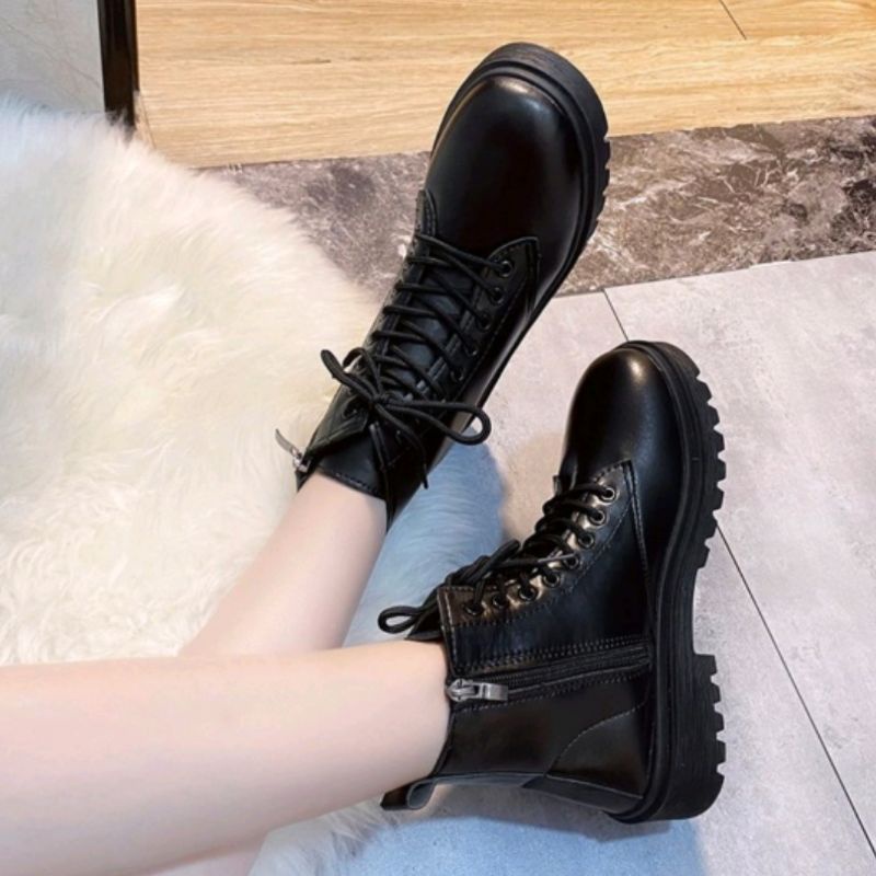 Boots Korea Hitam - Fair Look | Sepatu Boots Zipper Pria/Wanita Traveling Fashion show