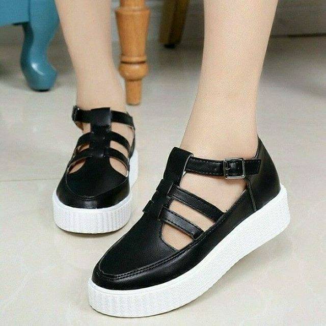 SEPATU LOAFERS TB 767 BLACK/WHITE