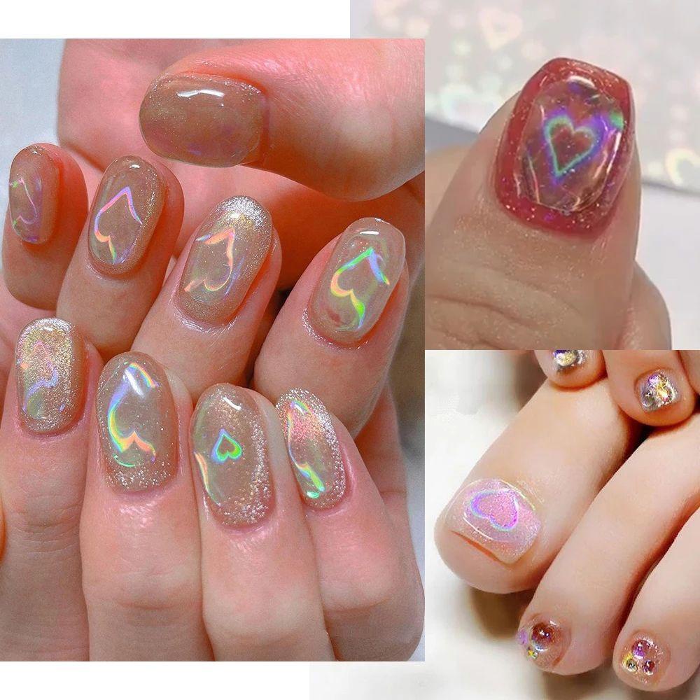 Mxbeauty Stiker Kuku 3D Motif Hati / Bintang Untuk Nail Art / Manicure