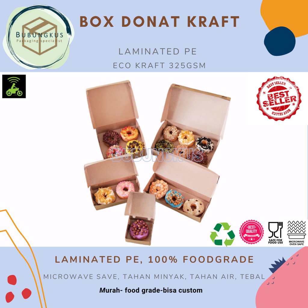 

BOX KRAFT 1PCS / BOX DONAT KRAFT / CRAFT BOX / DUS DONAT / BOX DONAT COKLAT LAMINASI