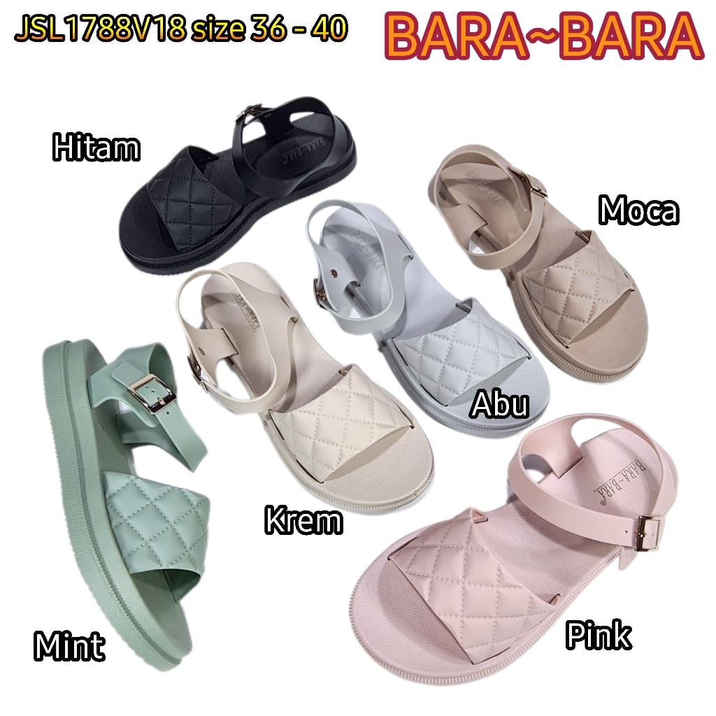 BARA BARA ORIGINAL jelly sandal karet empuk murah tali wanita barabara import sendal cewek JSL1788V18