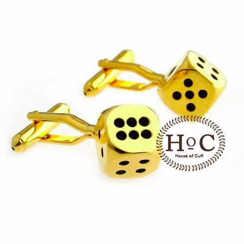 Cufflink Cufflinks Manset Kancing Kemeja French Cuff DICE GOLDEN CUFFLINKS