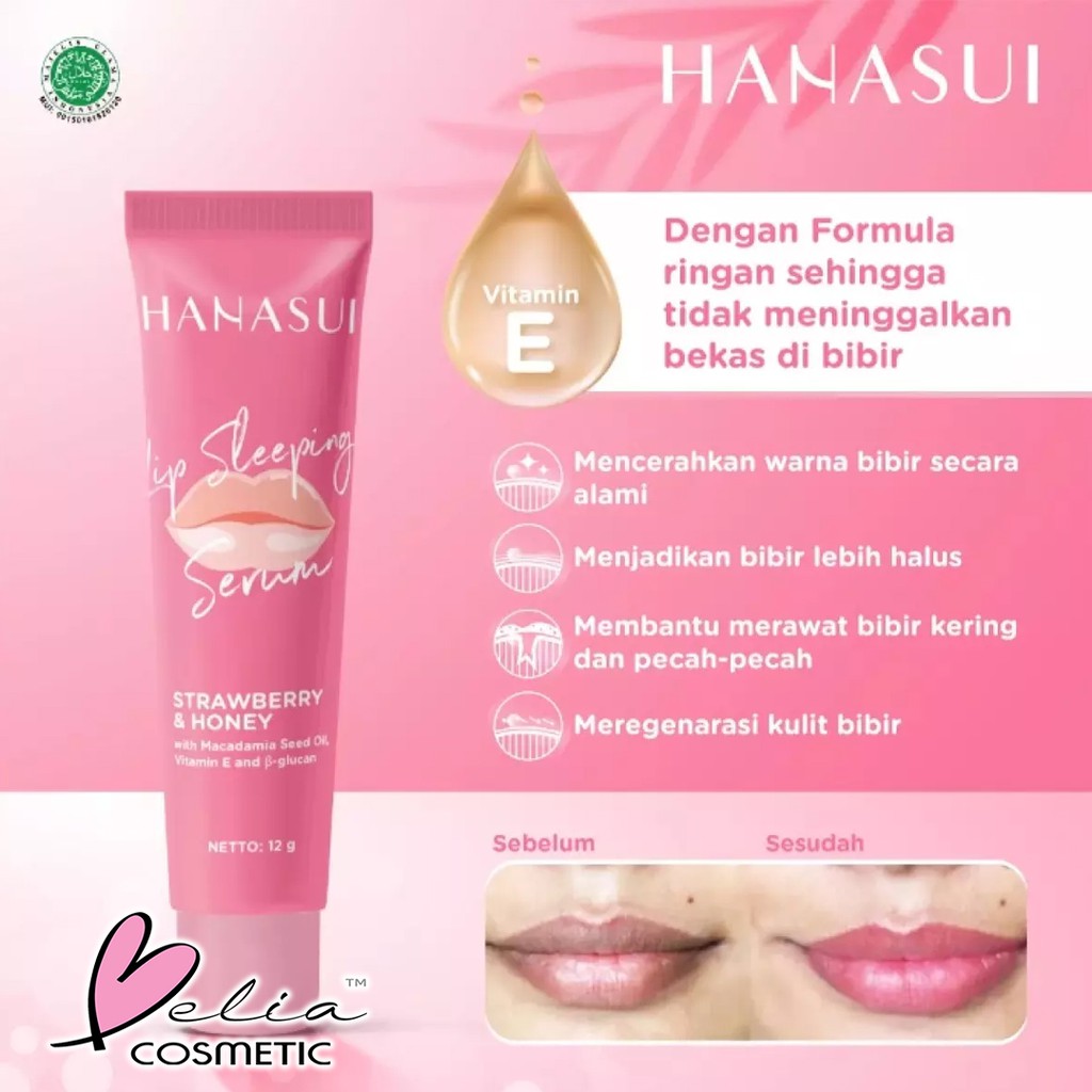 ❤ BELIA ❤ HANASUI Lip Sleeping Serum | Mask Bibir Strawberry (✔️BPOM) Halal