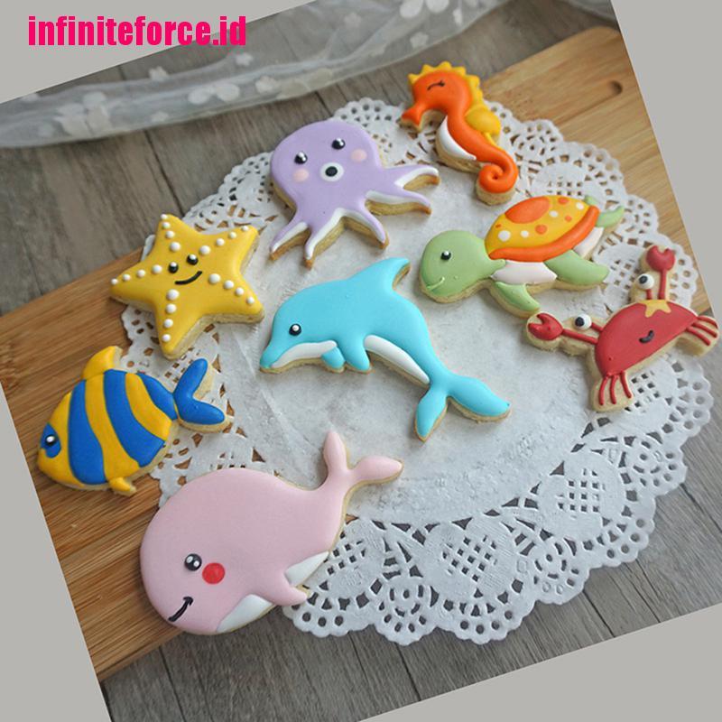 8pcs/set Sea Creatures Cookie Cutter Whale Dolphin Fondant Tool Biscuit Moulds