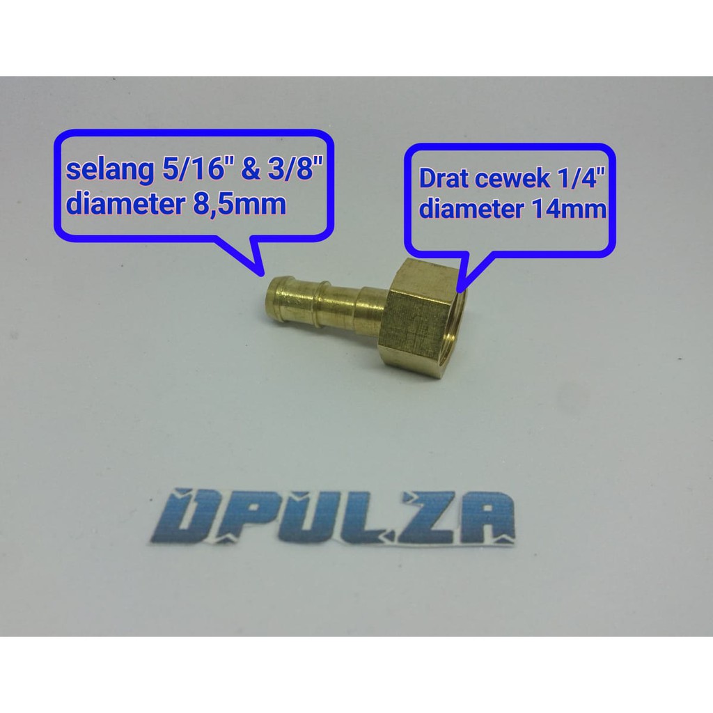 soket female sambungan selang 5/16 3/8 nepel neple nipple drat 14mm