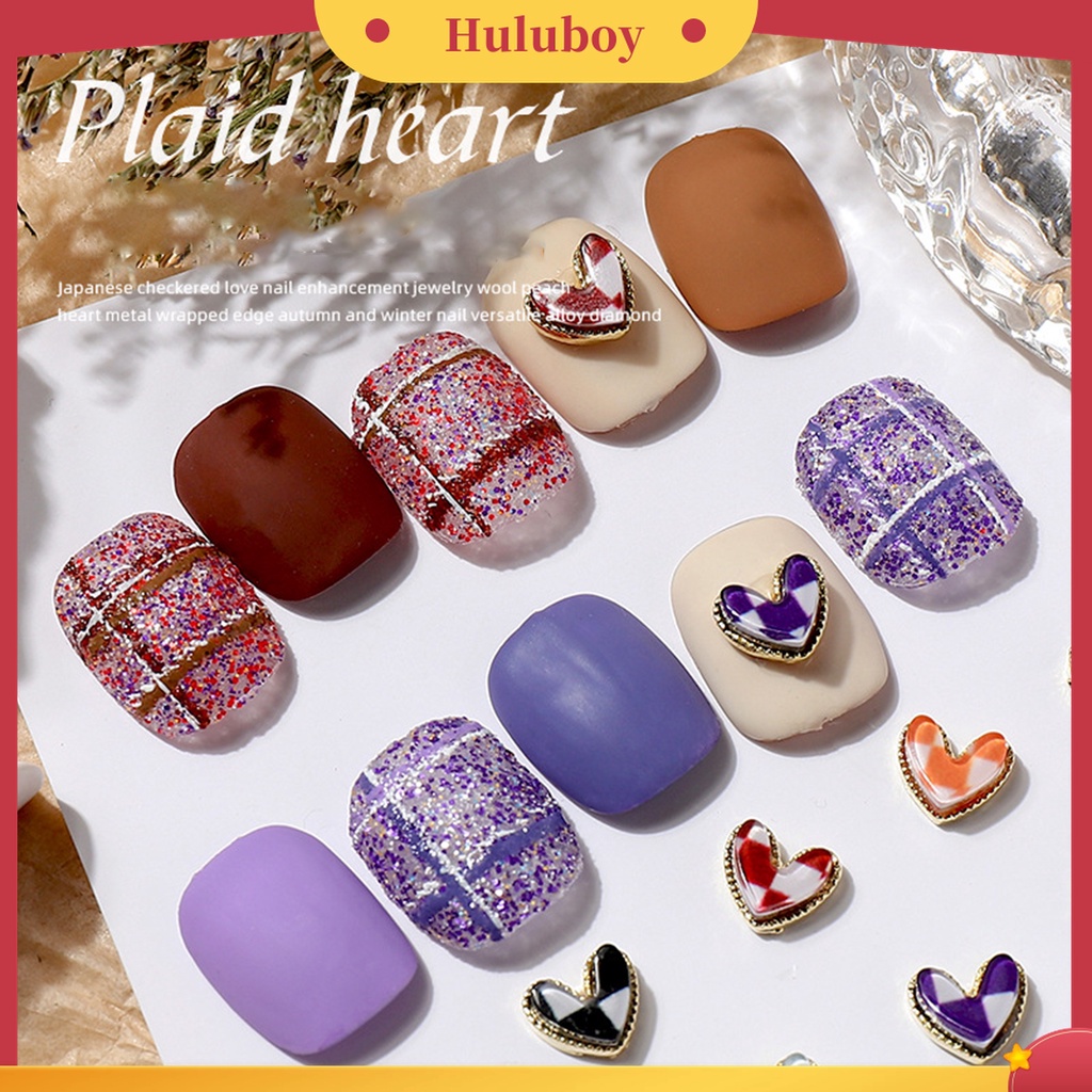 Huluboy Huluboy♡ 5pcs / Set Manik-Manik Berlian Imitasi Bentuk Hati Untuk Dekorasi Nail Art