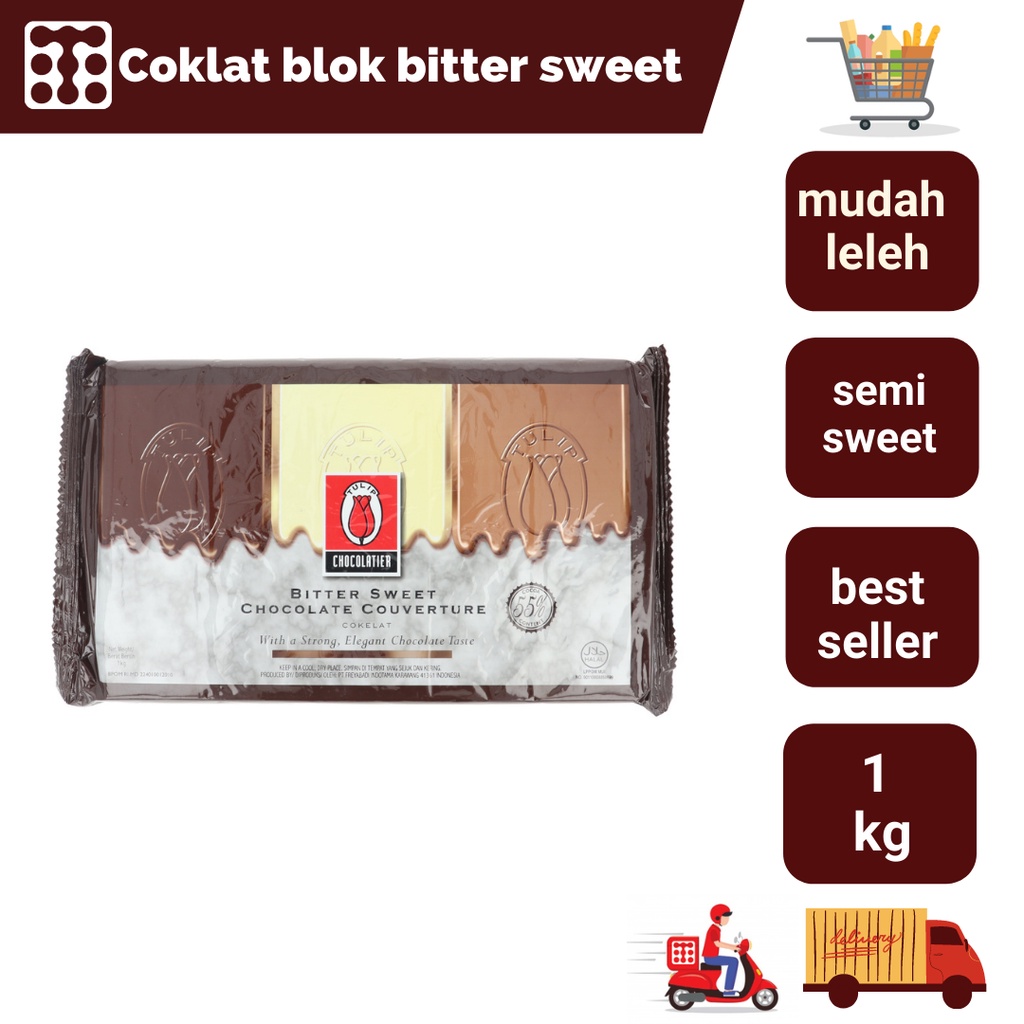 

Coklat Blok Tulip Bitter Sweet 1 Kilogram (Mudah Leleh)