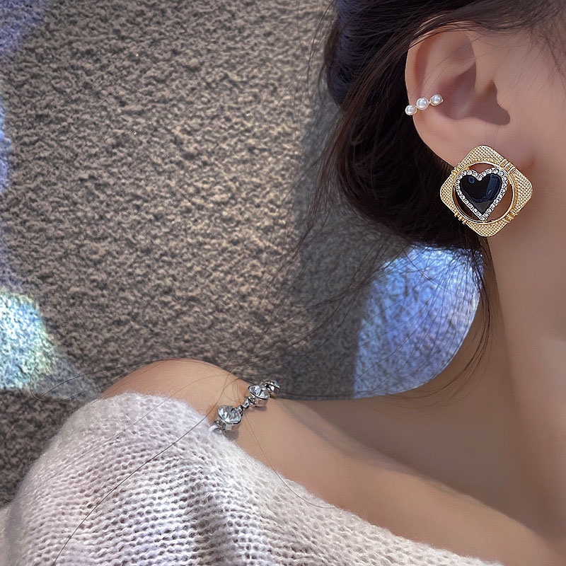 Anting Tusuk Sterling silver 925 Desain Hati Hias Berlian Imitasi Mewah Untuk Wanita