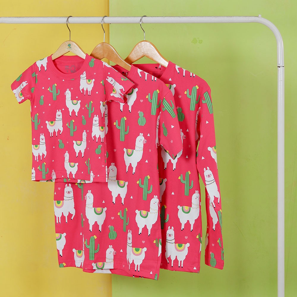 

Pop Kidswear Alpaca Couple tee - kaos kembar keluarga lamma alpaca pink lucu