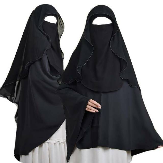 Purdah Butterfly Yaman Cadar Sifon Silky Double Layer Niqob