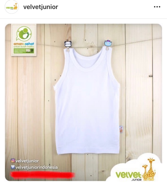 3 pcs VELVET JUNIOR / ARUCHI Singlet Polos / Warna Boy Girl - Kaos Dalam Bayi Lengan Kutung Halus Lembut Murah SNI