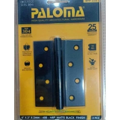 PALOMA BHP 232 Engsel Pintu 4 inch 2mm NRP Hitam Engsel Jendela SSS