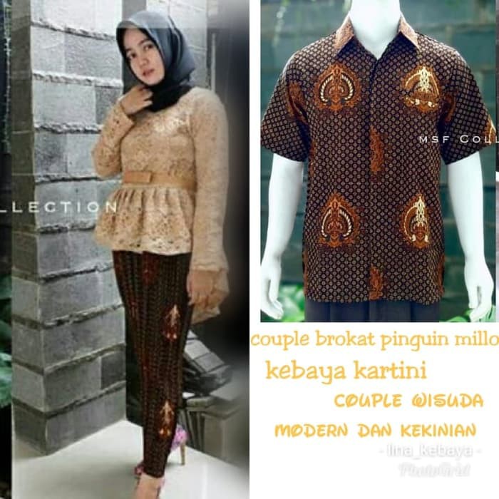 Couple set kebaya brukat aurora tuton dan hem pendek model kekinian