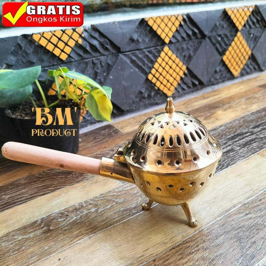 Tempat Ratus Kuningan Tungku Ratus Kuningan Gagang Kayu 1 pcs Ratus Spa