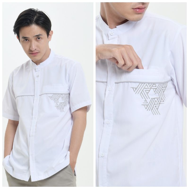 Koko putih pendek Kemko ashrawi pdk - baju koko rabbani - baju koko rabbani putih - kemko abdil - ba