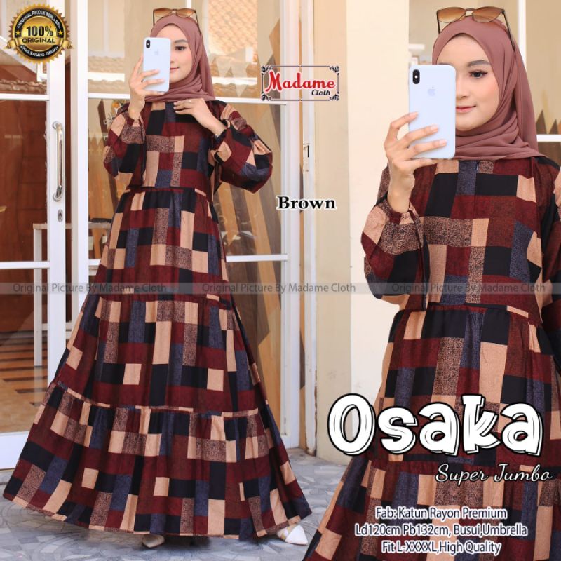 Osaka Super Jumbo Fashion Muslim Wanita Dress Rayon Gamis Busui Fab Katun Rayon Premium High Quality