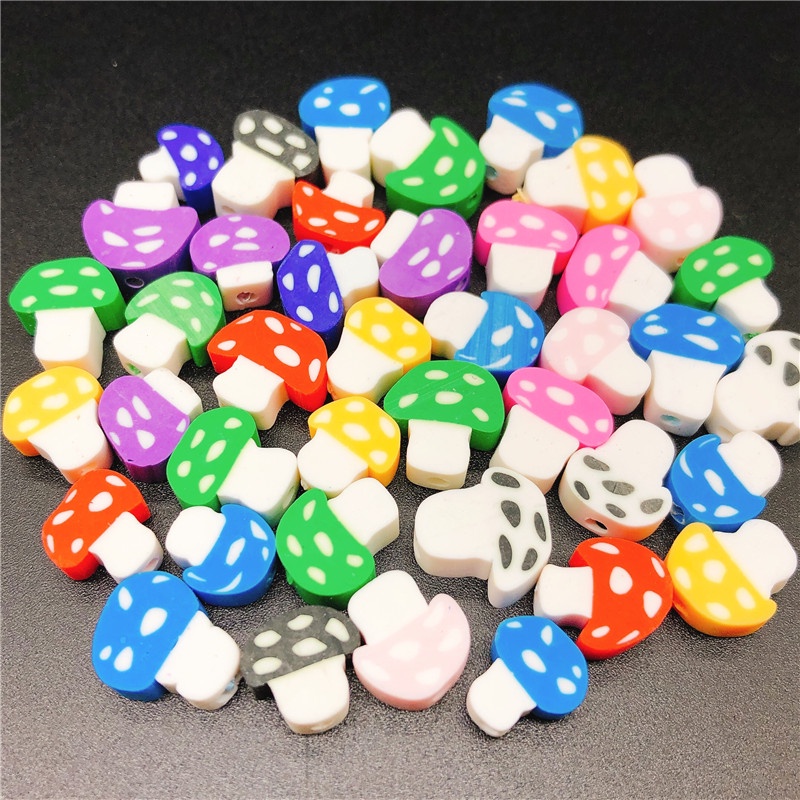 20pcs Manik-Manik Polymer Clay Bentuk Bunga Matahari Hati Hewan Ukuran 10mm Untuk Membuat Perhiasan