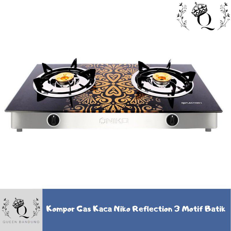 Kompor Gas Kaca NIKO Reflections Motif Bunga