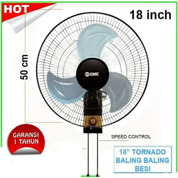 Kipas Angin Dinding Besi GMC 518 Wall Fan 18 inch Tembok Metal SNI Garansi Resmi Swing 3 Kecepatan