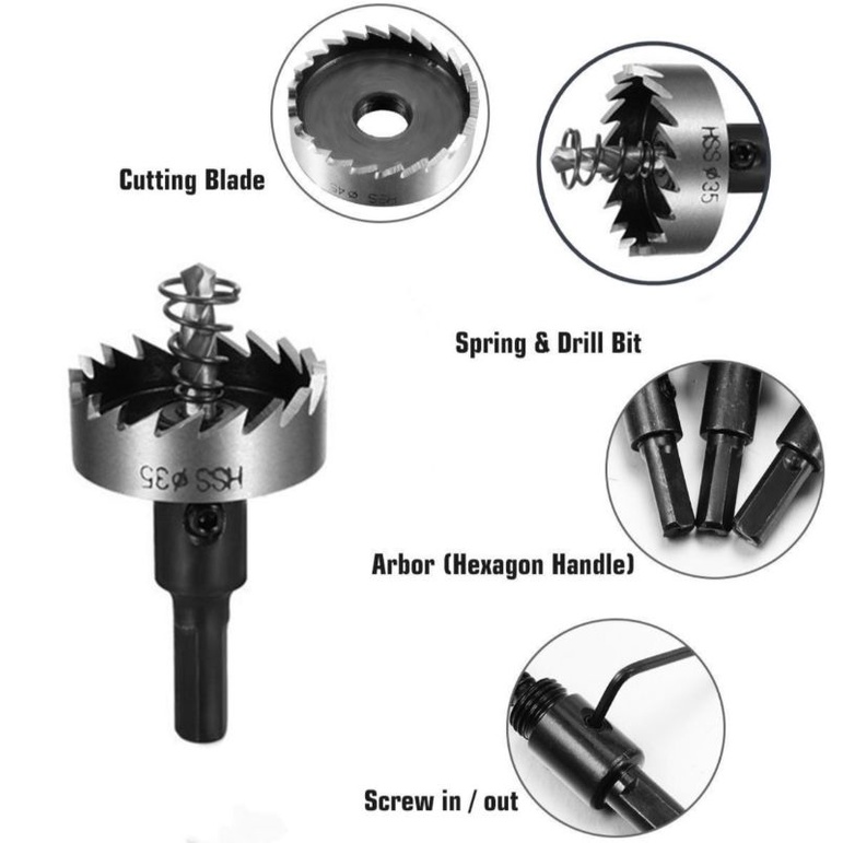 hole Saw set HSS 5pcs ikura/ hole Saw besi set 5pcs ikura