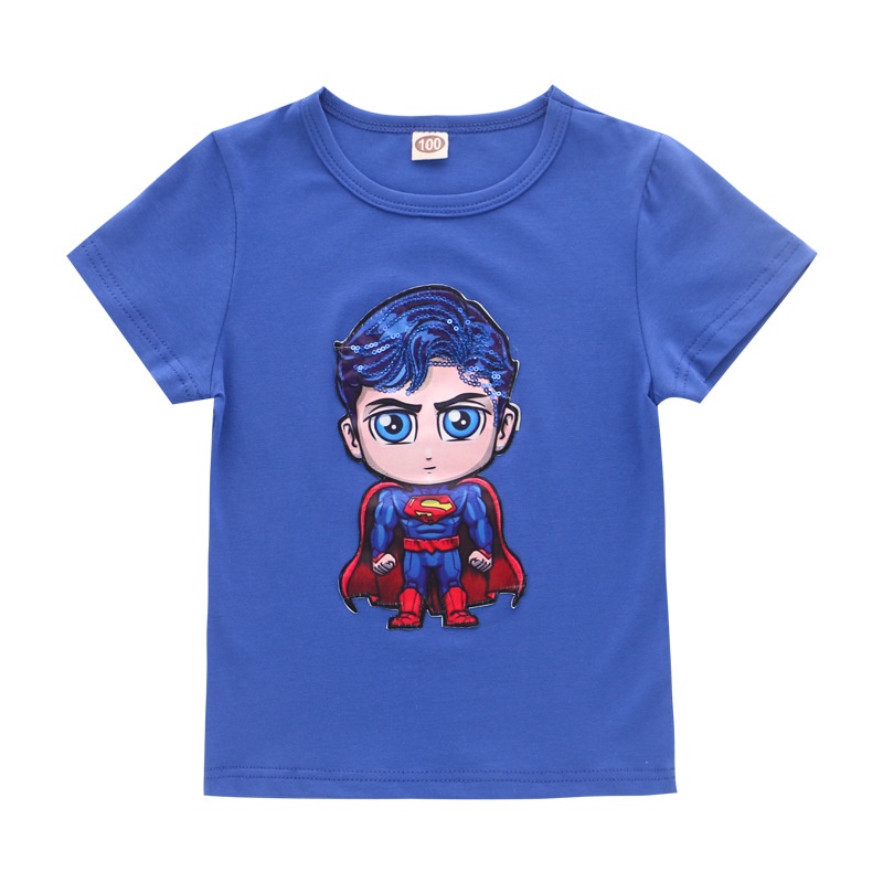 Superhero Boy Shirts LED Cotton Top Shirts T-shirt Setelan Kaos Anak Spiderman Aneka Motif