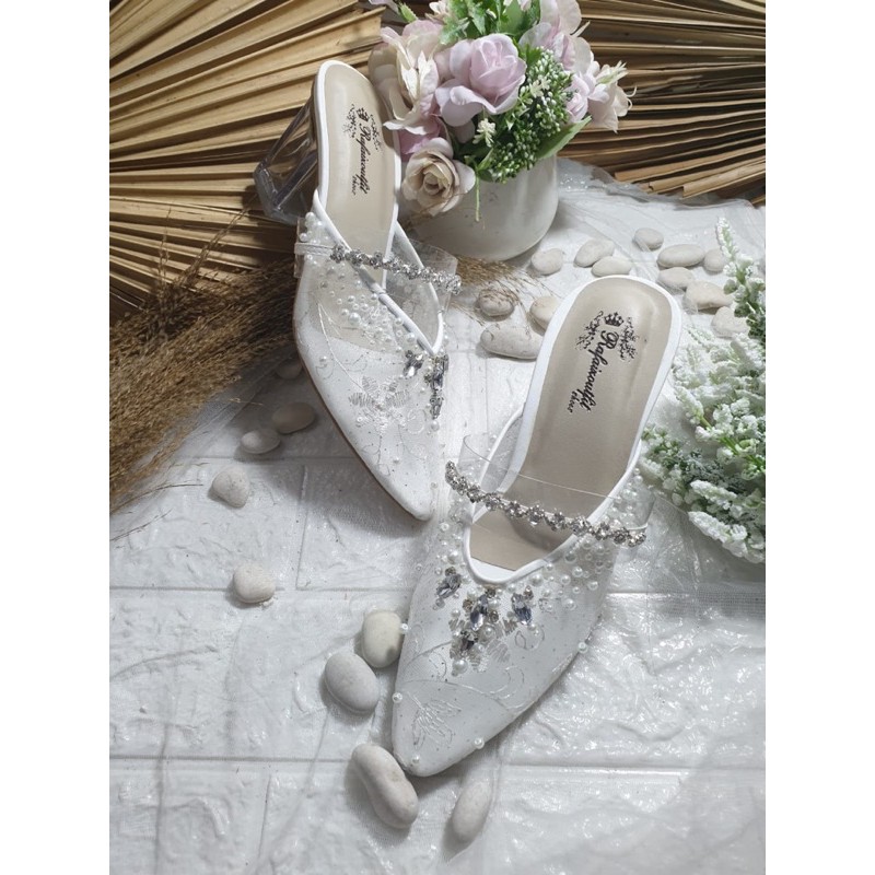 sepatu ziniia putih sepatu wanita cantik 7cm kaca