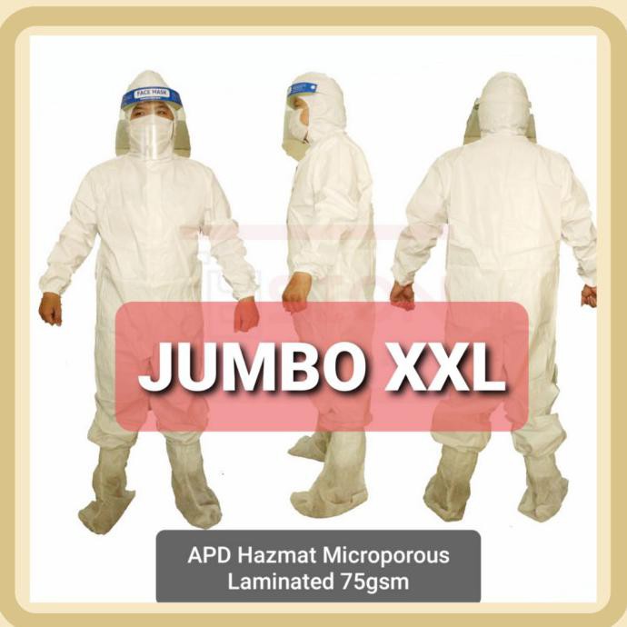APD Hazmat Suit Microporous JUMBO XXL Big Size Baju Medis Kesehatan - MICRO 75GSM