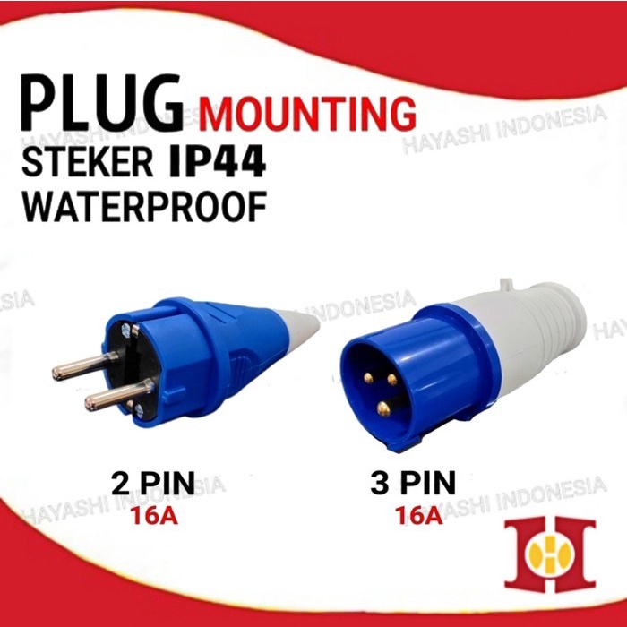 Plug Mounting Steker Male 2P 3P 16A Waterproof IP44