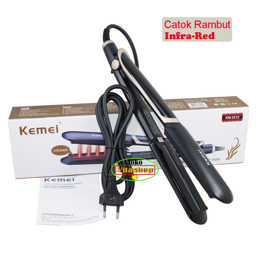 Catok Rambut Kemei KM-2212 Catokan Alat Pelurus Rambut Infra Red Ion