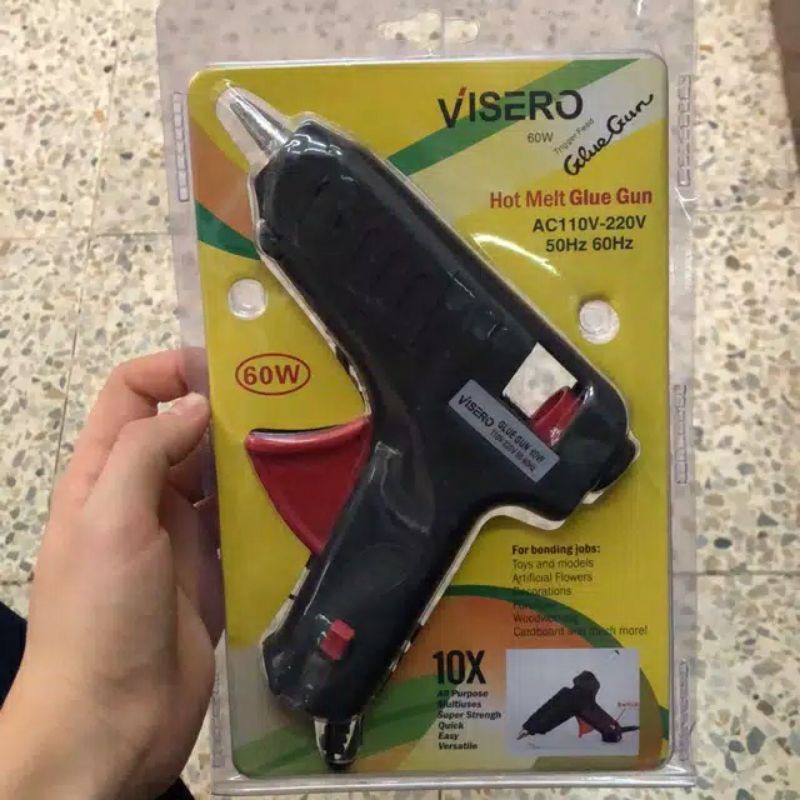 GLUE GUN ALAT LEM TEMBAK VISERO HOT MELT LILIN BESAR 60W SWITCH ON OFF