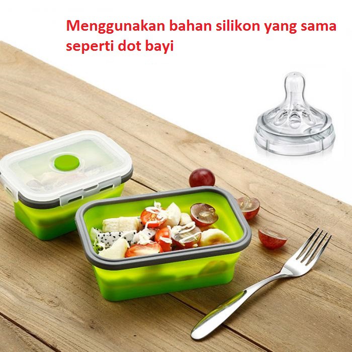 Kotak Makan BPA Free Foldable TEMPAT MAKAN / LUNCH BOX / RANTANG / TEMPAT PENYIMPANAN 800ml