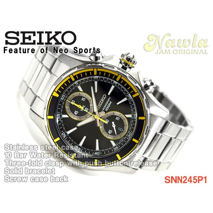 Seiko Mens SNN245P1 Chronograph Yellow Marker | Jam Pria SNN245