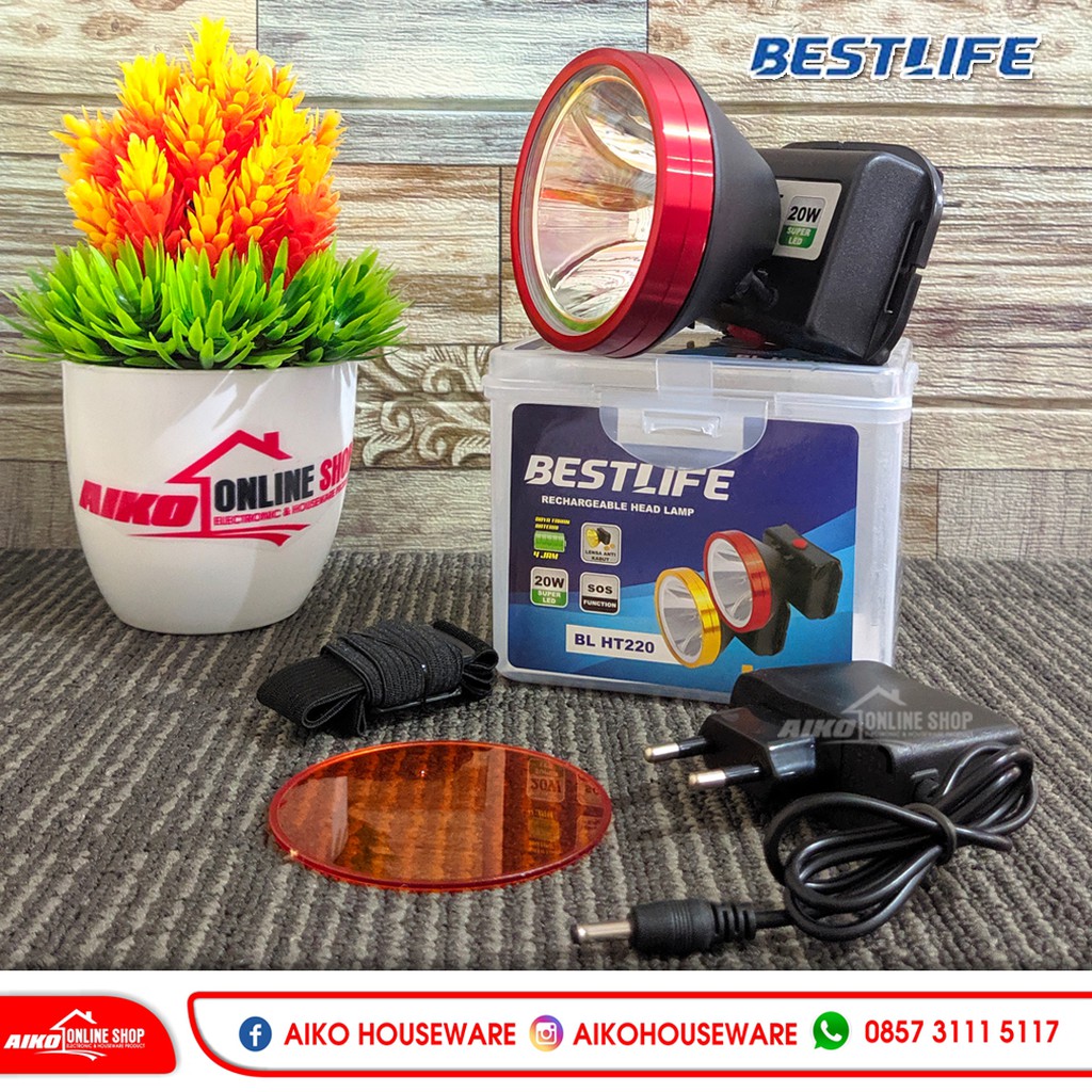SENTER KEPALA BESTLIFE LED 20W SUPER TERANG PUTIH LED BL HT220 20 WATT