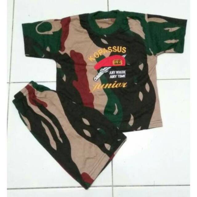 RPM Kaos Setelan Anak Lengan Pendek Loreng Doreng Army