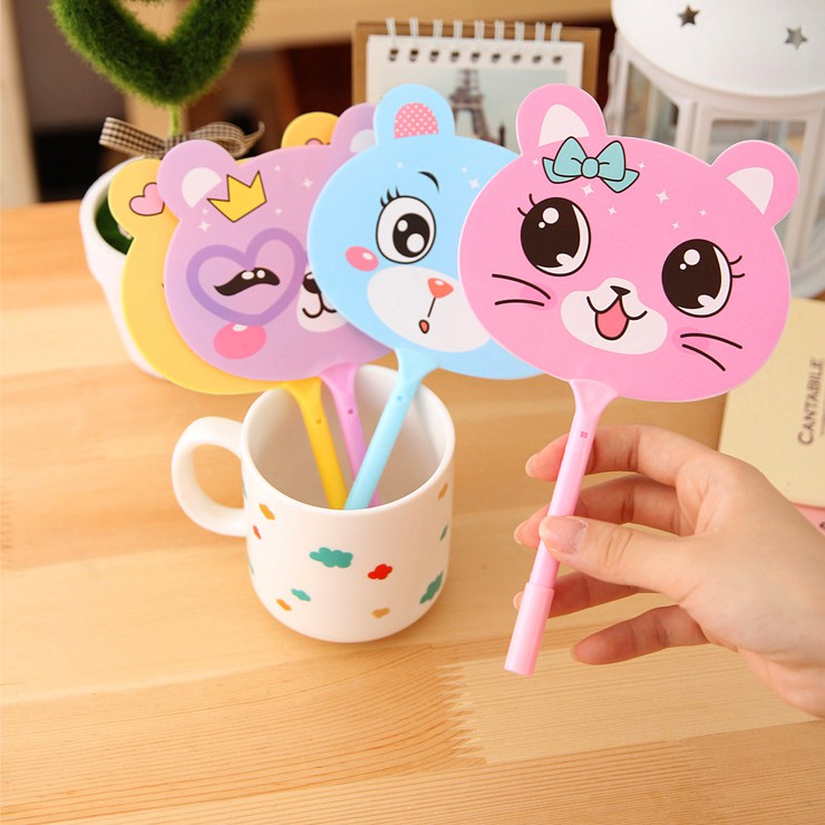 Pulpen Pena Kipas Karakter Kucing / Pena Gel Kipas Lucu Unik Import Murah / TS-76
