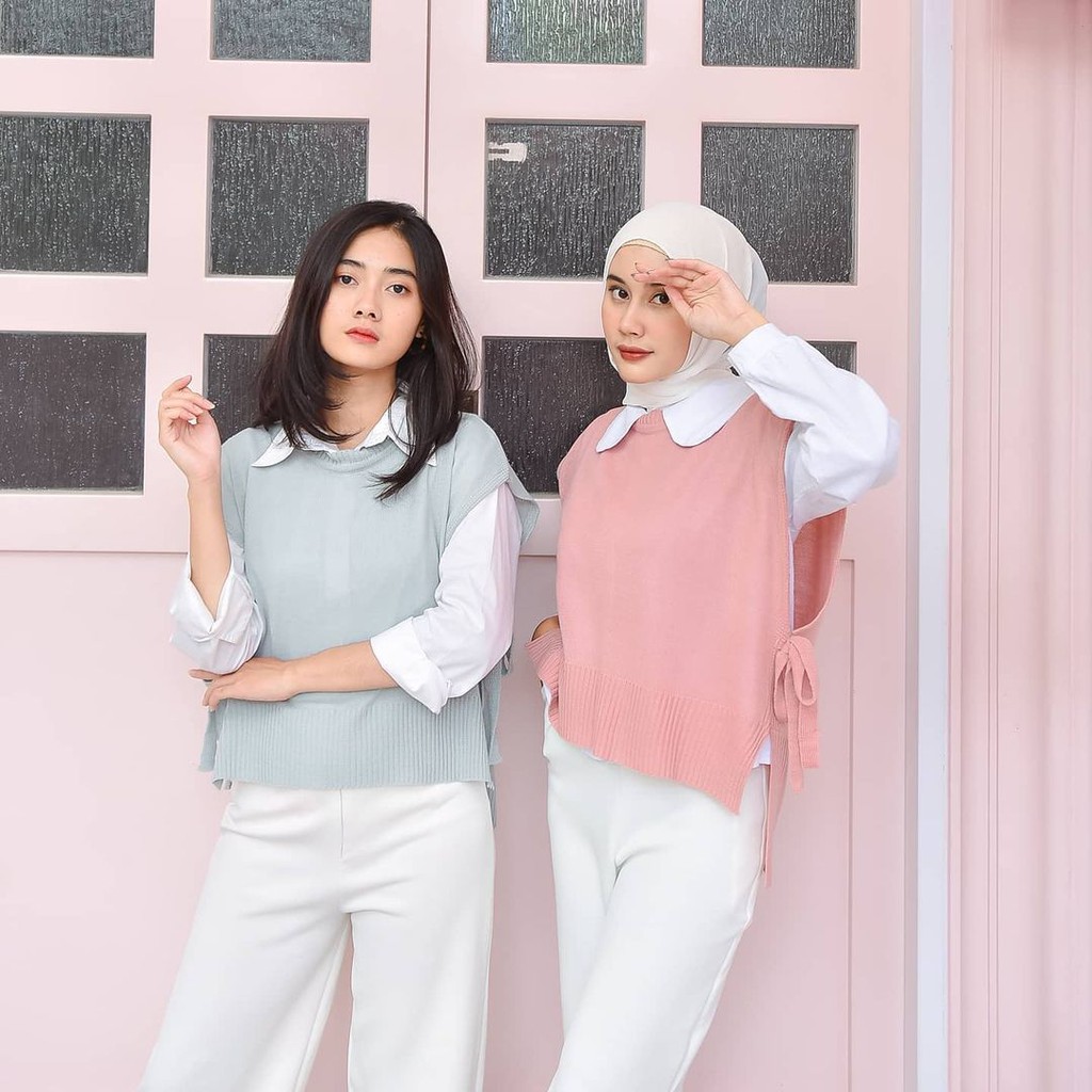  Rompi  Rajut  Wanita  Knit Outer Vest Rajut  Premium Wanita  