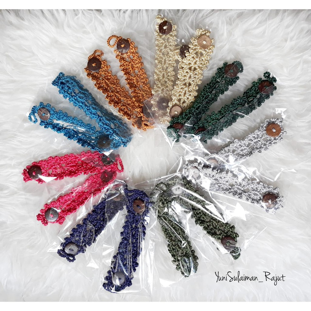 Konektor Masker Hijab Rajut dan Karet /Tali Masker Hijab/Konektor Masker Rajut