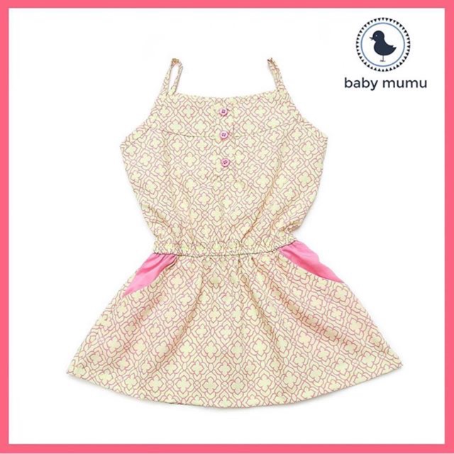 Dress anak / baju anak perempuan lucu warna kuning / yellow dress pink pocket