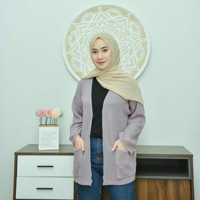 Loocy cardy rajut cardigan rajut loocy-GREY