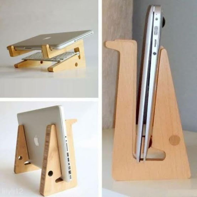 Wood laptop stand note book stand portable unik meja 