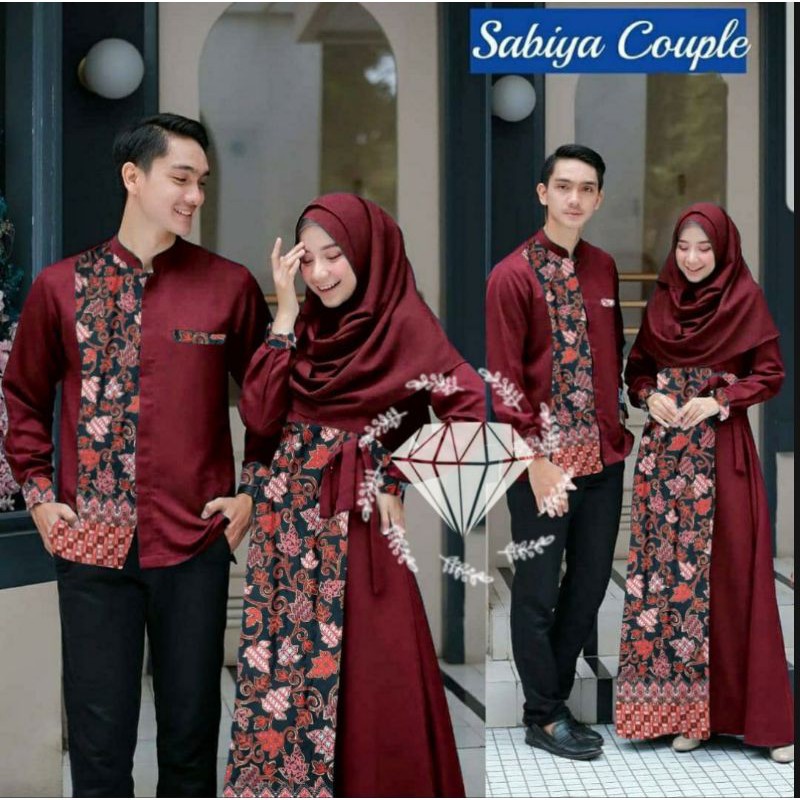 Baju Couple Batik Keluarga Pasangan Muslim Lebaran Kombinasi Cople Jumbo Ayah Ibu Tunangan Terbaru