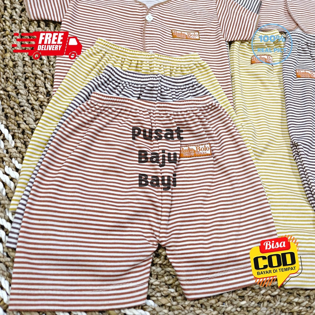 Paket Hemat Setelan Baju Bayi 9 Stel / 18 pcs Motif STRIPE SERIES merk SNI BOLO - BOLO