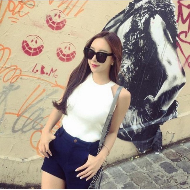 Tanktop Wanita Style Korean Tanktop Halter Neck Crop Top-5