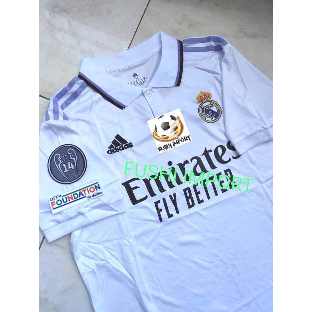 Jersey Baju Bola Madrid Home Full Patch 2022 2023 Grade Ori