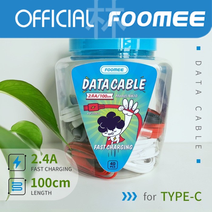 Foomee NK10S Data Cable Type-C Colorful - 1 Toples Isi 40 pcs