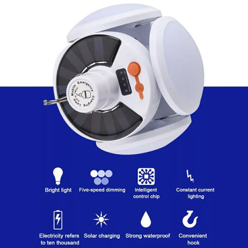 Lampu Emergency 45W LED Lamp solar Charger 2 Fungsi Super Terang  5 Fungsi + Kabel Usb