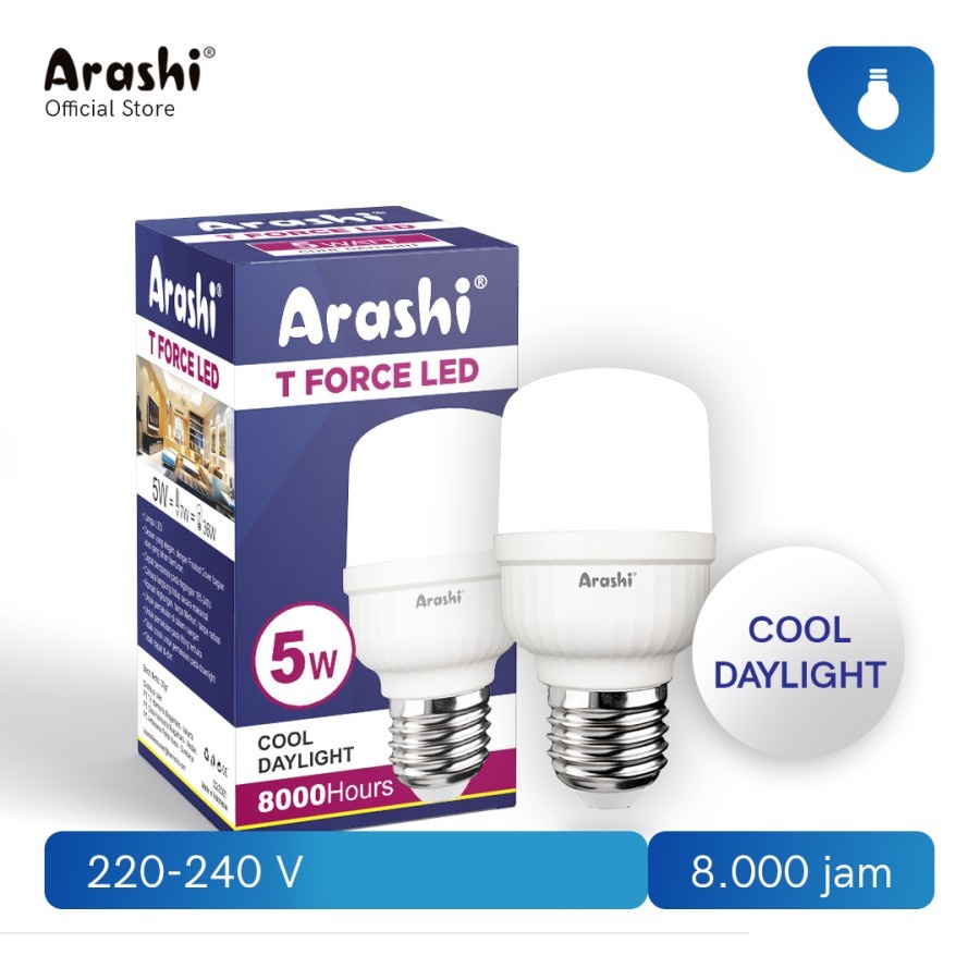 Lampu LED ARASHI T Force LED 5 Watt CDL - Putih