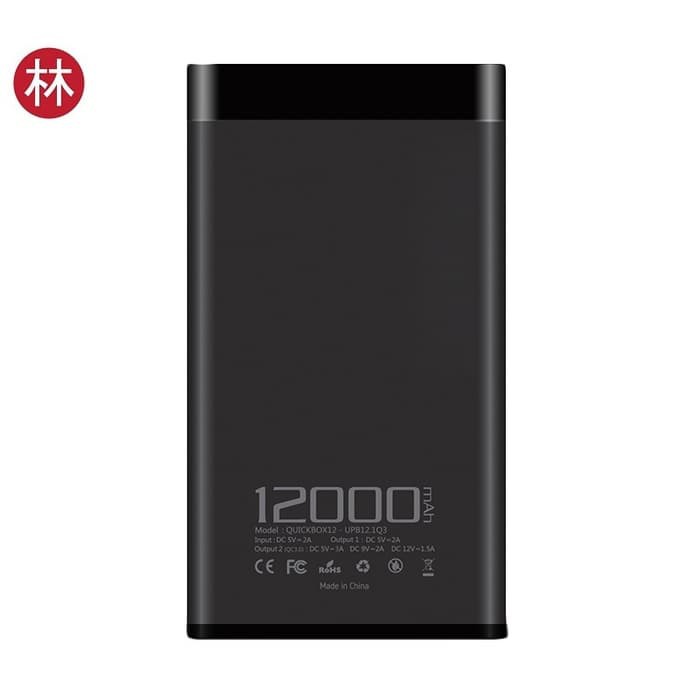 Uneed Powerbank 12.000Mah Qualcomm Quick Charge 3.0 Black