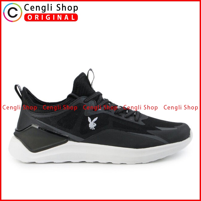 SEPATU SNEAKER PLAYBOY PRIA ORIGINAL CASUAL KETS BRANDED HITAM PL61