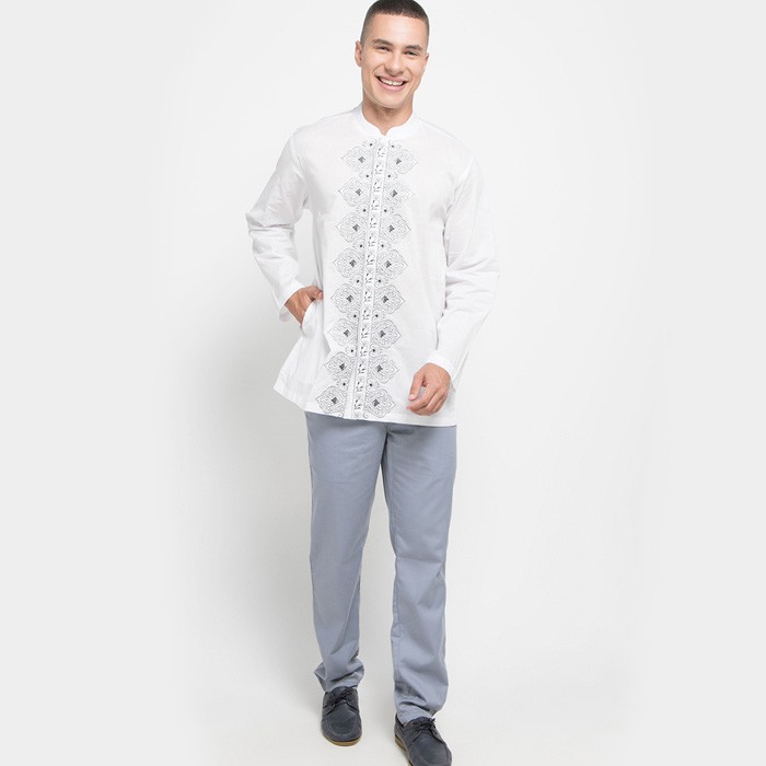 Danar Hadi Batik Koko Bordir Men Shirt White - A1